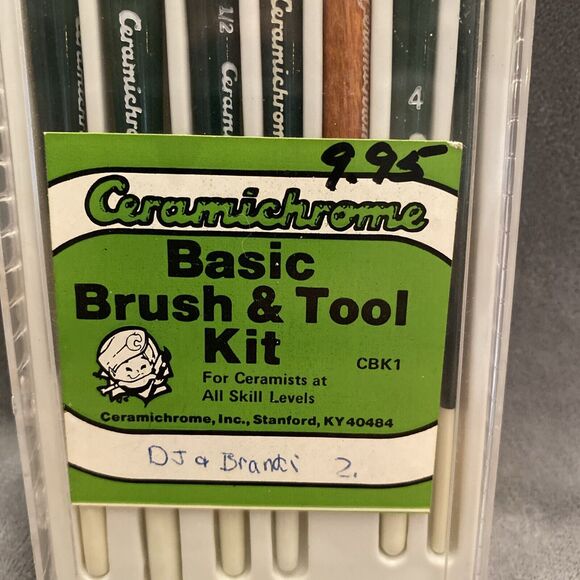 Ceramichrome Basic Brush & Tool Kit Vintage 6 Brushes 1 Cleanup Tool - Picture 4 of 11
